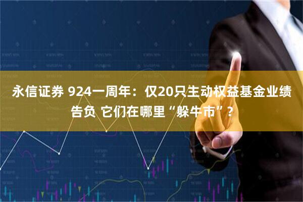 永信证券 924一周年：仅20只主动权益基金业绩告负 它们在哪里“躲牛市”？