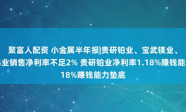 聚富人配资 小金属半年报|贵研铂业、宝武镁业、翔鹭钨业销售净利率不足2% 贵研铂业净利率1.18%赚钱能力垫底